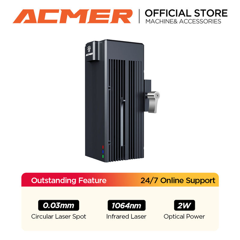 ACMER 레이저 모듈 IR 2w 섬유 레이저 조각기 0.03mm 금속 플라스틱 바위 아크릴
