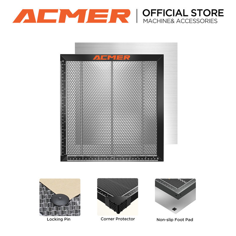 ACMER E10 레이저 꿀집 침대는 440*440mm,정비비가 낮은 부드러운 표면과 안정성을 가진 꿀집 코어 침대는